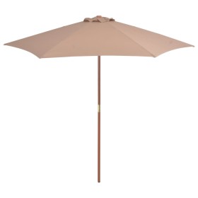 Sombrilla de jardín con palo de madera 270 cm gris topo de vidaXL, Sombrillas - Ref: Foro24-44516, Precio: 74,12 €, Descuento: %
