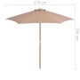 Sombrilla de jardín con palo de madera 270 cm gris topo de vidaXL, Sombrillas - Ref: Foro24-44516, Precio: 74,12 €, Descuento: %