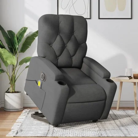 Sillón de masaje eléctrico reclinable elevable tela gris oscuro de , Sillones - Ref: Foro24-3204747, Precio: 390,95 €, Descue...