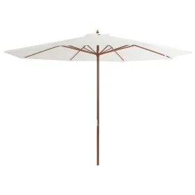 Sombrilla de exterior con palo de madera blanco arena 350 cm by vidaXL, Umbrellas - Ref: Foro24-44527, Price: 101,68 €, Disco...