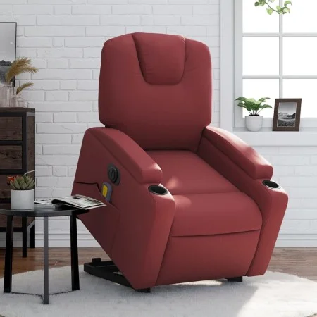 Sillón de masaje elevable eléctrico cuero artificial rojo tinto de , Sillones - Ref: Foro24-3204455, Precio: 382,13 €, Descue...