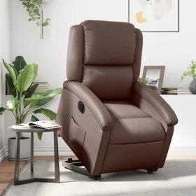 Sillón reclinable elevable eléctrico de cuero sintético marrón de , Sillones - Ref: Foro24-3204242, Precio: 344,49 €, Descuen...
