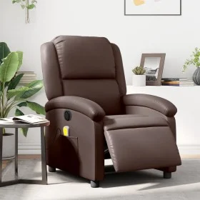 Brown synthetic leather electric reclining massage chair by , Armchairs - Ref: Foro24-3204221, Price: 278,17 €, Discount: %