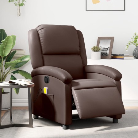 Sillón de masaje reclinable eléctrico cuero sintético marrón de , Sillones - Ref: Foro24-3204221, Precio: 273,11 €, Descuento: %