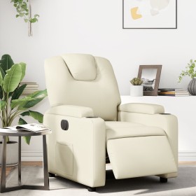 Sillón reclinable eléctrico de cuero sintético crema de , Sillones - Ref: Foro24-3204417, Precio: 270,52 €, Descuento: %