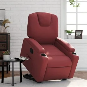 Sillón reclinable elevable cuero artificial rojo tinto de , Sillones - Ref: Foro24-3204434, Precio: 313,17 €, Descuento: %