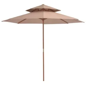 Sombrilla de dos pisos palo de madera 270 cm gris topo de vidaXL, Sombrillas - Ref: Foro24-44520, Precio: 110,88 €, Descuento: %