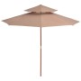 Sombrilla de dos pisos palo de madera 270 cm gris topo de vidaXL, Sombrillas - Ref: Foro24-44520, Precio: 113,45 €, Descuento: %