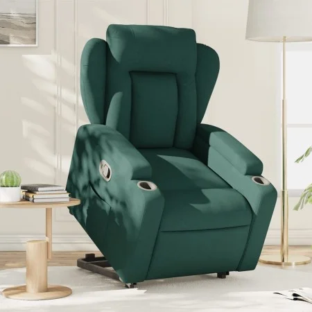 Sillón reclinable elevable tela verde oscuro de , Sillones - Ref: Foro24-3204488, Precio: 297,77 €, Descuento: %