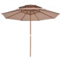 Sombrilla de dos pisos palo de madera 270 cm gris topo de vidaXL, Sombrillas - Ref: Foro24-44520, Precio: 113,45 €, Descuento: %