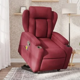 Sillón reclinable de masaje elevable tela rojo tinto de , Sillones - Ref: Foro24-3204497, Precio: 343,29 €, Descuento: %