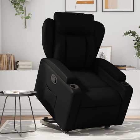Sillón reclinable elevable cuero artificial negro de , Sillones - Ref: Foro24-3204544, Precio: 284,86 €, Descuento: %