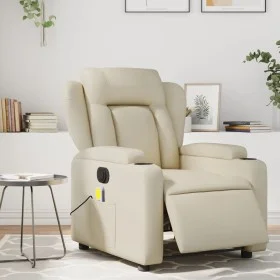 Sillón de masaje reclinable eléctrico cuero sintético crema de , Sillones - Ref: Foro24-3204538, Precio: 312,35 €, Descuento: %