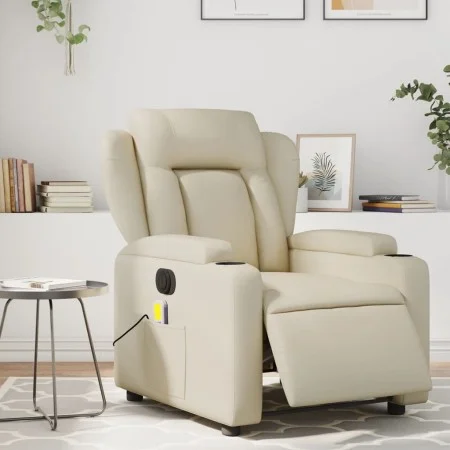Sillón de masaje reclinable eléctrico cuero sintético crema de , Sillones - Ref: Foro24-3204538, Precio: 312,35 €, Descuento: %