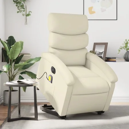 Sillón de masaje elevable eléctrico cuero sintético crema de , Sillones - Ref: Foro24-3204062, Precio: 337,83 €, Descuento: %
