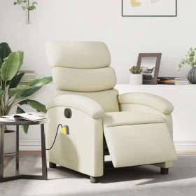 Sillón de masaje reclinable eléctrico cuero sintético crema de , Sillones - Ref: Foro24-3204034, Precio: 254,09 €, Descuento: %
