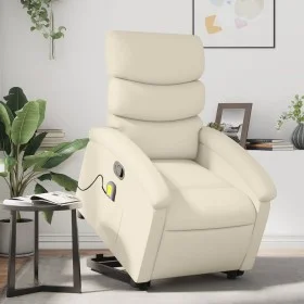 Sillón reclinable de masaje de pie cuero artificial color crema de , Sillones - Ref: Foro24-3204048, Precio: 286,96 €, Descue...