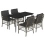 Set comedor de jardín 5 piezas con cojines ratán sintético gris en Conjuntos de jardín | Comprar online en Foru.es