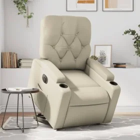Sillón reclinable elevable eléctrico de cuero sintético crema de , Sillones - Ref: Foro24-3204787, Precio: 334,76 €, Descuent...