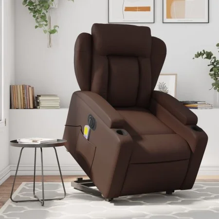 Sillón de masaje elevable eléctrico cuero sintético marrón de , Sillones - Ref: Foro24-3204567, Precio: 381,77 €, Descuento: %