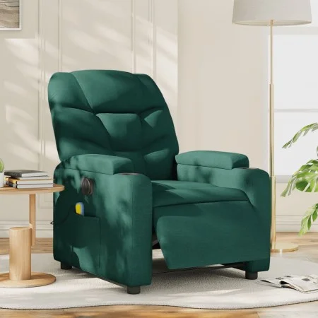 Sillón reclinable de masaje eléctrico tela verde oscuro de , Sillones - Ref: Foro24-3204590, Precio: 265,47 €, Descuento: %