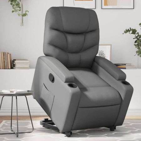 Sillón reclinable elevable cuero artificial gris de , Sillones - Ref: Foro24-3204661, Precio: 278,08 €, Descuento: %