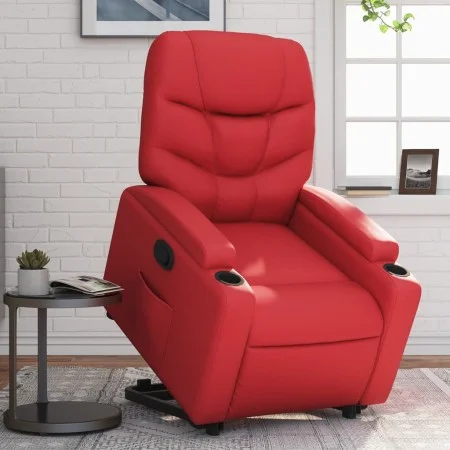 Sillón reclinable elevable cuero artificial rojo de , Sillones - Ref: Foro24-3204663, Precio: 327,09 €, Descuento: %