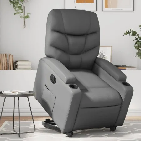 Sillón reclinable elevable eléctrico de cuero sintético gris de , Sillones - Ref: Foro24-3204675, Precio: 341,23 €, Descuento: %