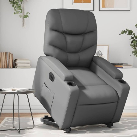 Sillón reclinable elevable eléctrico de cuero sintético gris de , Sillones - Ref: Foro24-3204675, Precio: 321,70 €, Descuento: %