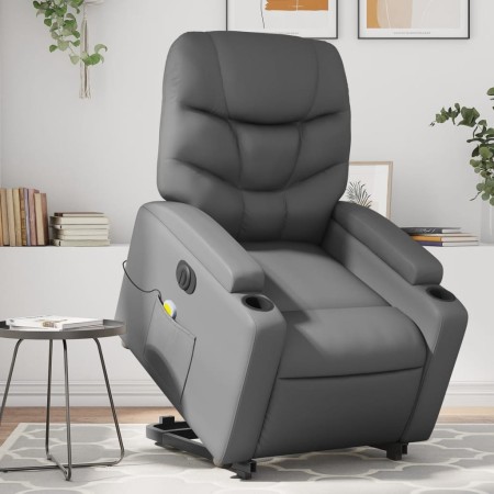 Sillón de masaje elevable eléctrico cuero sintético gris de , Sillones - Ref: Foro24-3204682, Precio: 331,01 €, Descuento: %