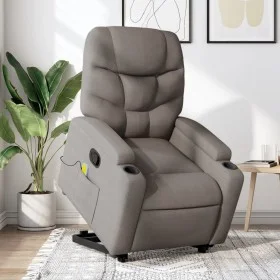 Liftable massage recliner taupe gray fabric by , Armchairs - Ref: Foro24-3204616, Price: 304,18 €, Discount: %