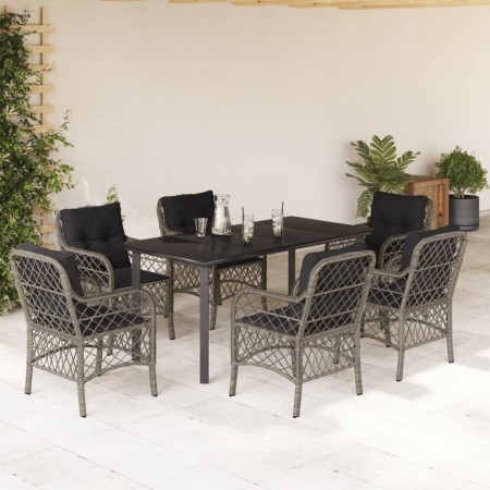 Set comedor jardín 7 pzas y cojines ratán sintético gris en Conjuntos de jardín | Comprar online en Foru.es