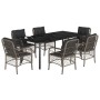 Set comedor jardín 7 pzas y cojines ratán sintético gris en Conjuntos de jardín | Comprar online en Foru.es