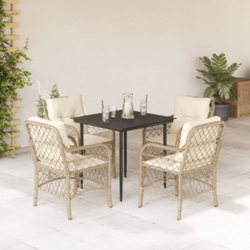 Set comedor de jardín 5 pzas con cojines ratán sintético beige en Conjuntos de jardín | Comprar online en Foru.es