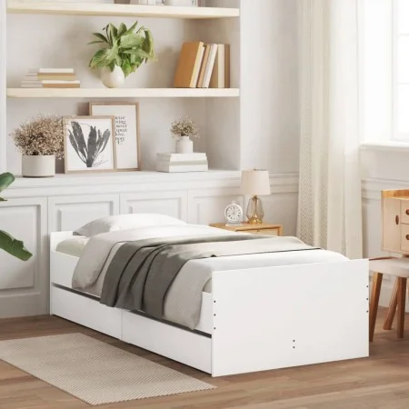 Estructura de cama con cajones blanco 90x190 cm de , Camas y somieres - Ref: Foro24-3207378, Precio: 168,67 €, Descuento: %