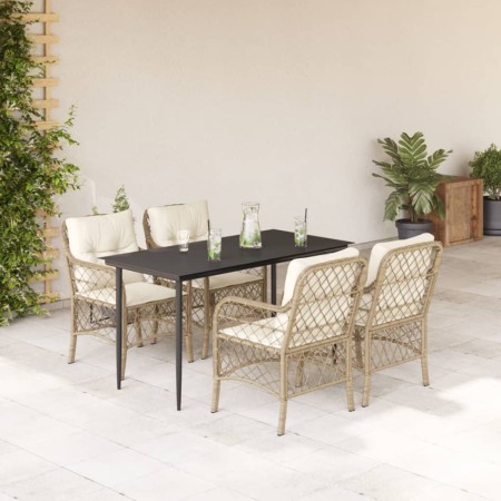 Set comedor de jardín 5 pzas con cojines ratán sintético beige en Conjuntos de jardín | Comprar online en Foru.es