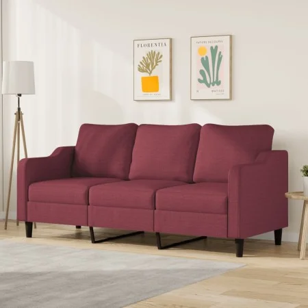 Sofá de 3 plazas de tela rojo tinto 180 cm de , Sofás - Ref: Foro24-359373, Precio: 334,06 €, Descuento: %