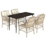 Set comedor de jardín 5 pzas con cojines ratán sintético beige en Conjuntos de jardín | Comprar online en Foru.es