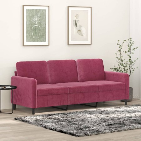 Sofá de 3 plazas de terciopelo rojo tinto 180 cm de , Sofás - Ref: Foro24-359456, Precio: 259,77 €, Descuento: %