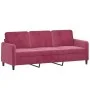 Sofá de 3 plazas de terciopelo rojo tinto 180 cm de , Sofás - Ref: Foro24-359456, Precio: 257,14 €, Descuento: %