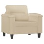 Sillón de tela de microfibra color crema 60 cm de , Sofás - Ref: Foro24-359553, Precio: 202,38 €, Descuento: %