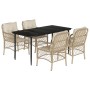 Set comedor de jardín 5 pzas con cojines ratán sintético beige en Conjuntos de jardín | Comprar online en Foru.es