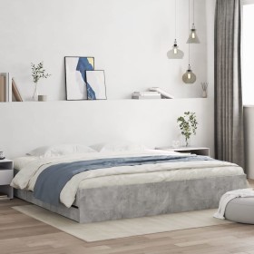 Cama con cajones madera ingeniería gris hormigón 180x200 cm de , Camas y somieres - Ref: Foro24-3207255, Precio: 185,67 €, De...