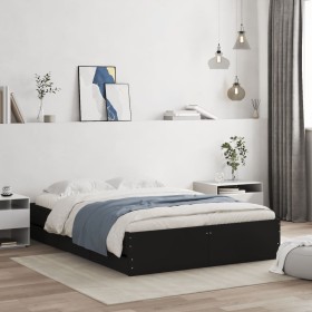 Cama con cajones madera de ingeniería negro 120x200 cm de , Camas y somieres - Ref: Foro24-3207281, Precio: 242,61 €, Descuen...