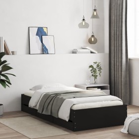 Cama con cajones madera de ingeniería negro 100x200 cm de , Camas y somieres - Ref: Foro24-3207288, Precio: 137,18 €, Descuen...