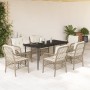 Set comedor de jardín 7 pzas con cojines ratán sintético beige en Conjuntos de jardín | Comprar online en Foru.es