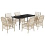 Set comedor de jardín 7 pzas con cojines ratán sintético beige en Conjuntos de jardín | Comprar online en Foru.es