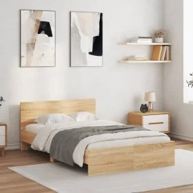 Estructura de cama con cabecero roble Sonoma 120x190 cm de , Camas y somieres - Ref: Foro24-3207513, Precio: 185,31 €, Descue...