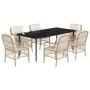 Set comedor de jardín 7 pzas con cojines ratán sintético beige en Conjuntos de jardín | Comprar online en Foru.es