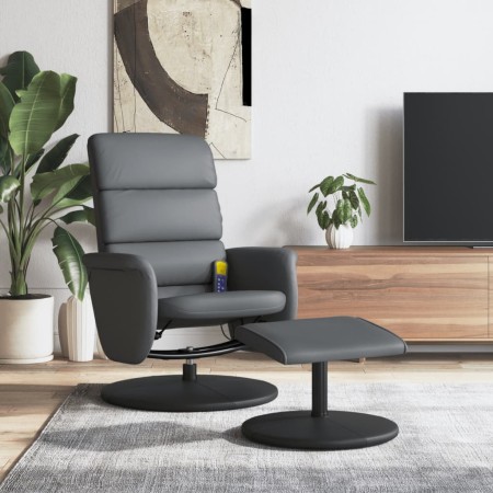 Sillón de masaje reclinable con reposapiés cuero sintético gris de , Sillones - Ref: Foro24-356730, Precio: 138,19 €, Descuen...